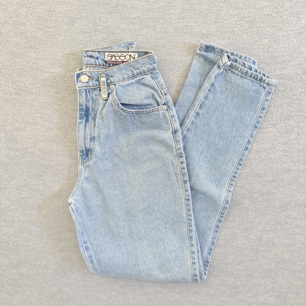 Vintage Sasson Jeans Womens 5/6 Blue Light Wash High Rise Tapered Leg Mom Basic